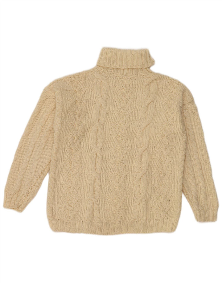 Suéter feminino vintage com gola redonda UK 12 médio off white