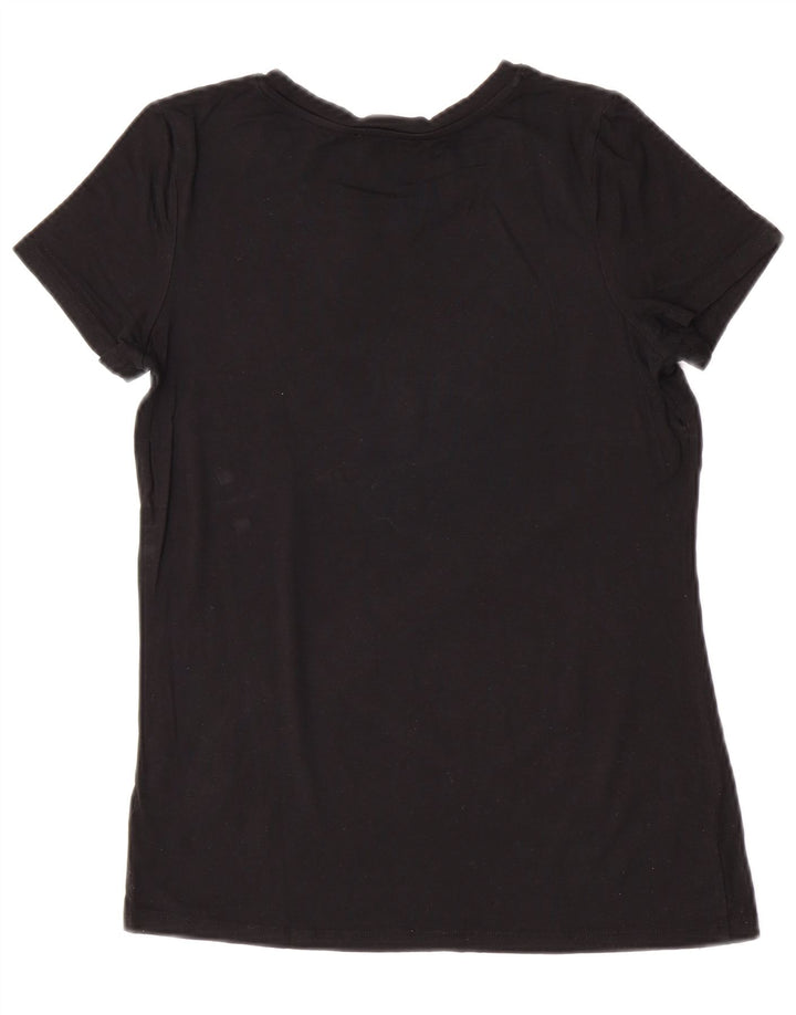 Camiseta feminina Liu Jo com estampa gráfica UK 12 viscose preta média
