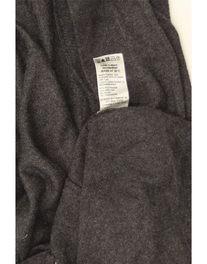 Suéter cardigã feminino sem mangas Marks & Spencer Reino Unido 12 cinza médio