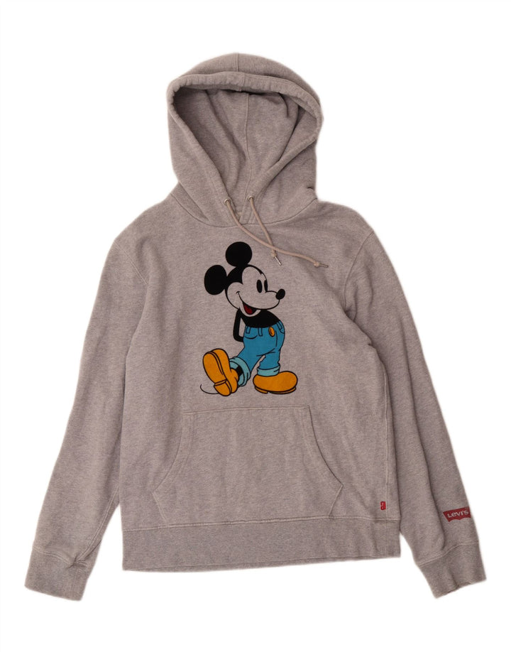 Suéter com capuz gráfico feminino LEVI'S UK 14 algodão cinza médio