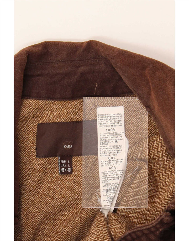 Jaqueta bomber masculina Zara UK 40 grande algodão marrom