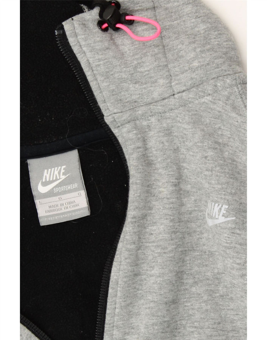 NIKE Womens Zip Hoodie Sweater UK 14 Large Grey Cotton Vintage Nike and Second-Hand Nike from Messina Hembry 
