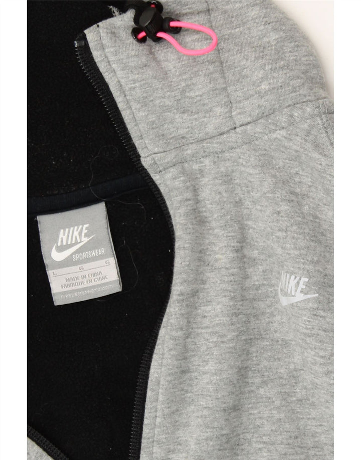 NIKE Womens Zip Hoodie Sweater UK 14 Large Grey Cotton Vintage Nike and Second-Hand Nike from Messina Hembry 