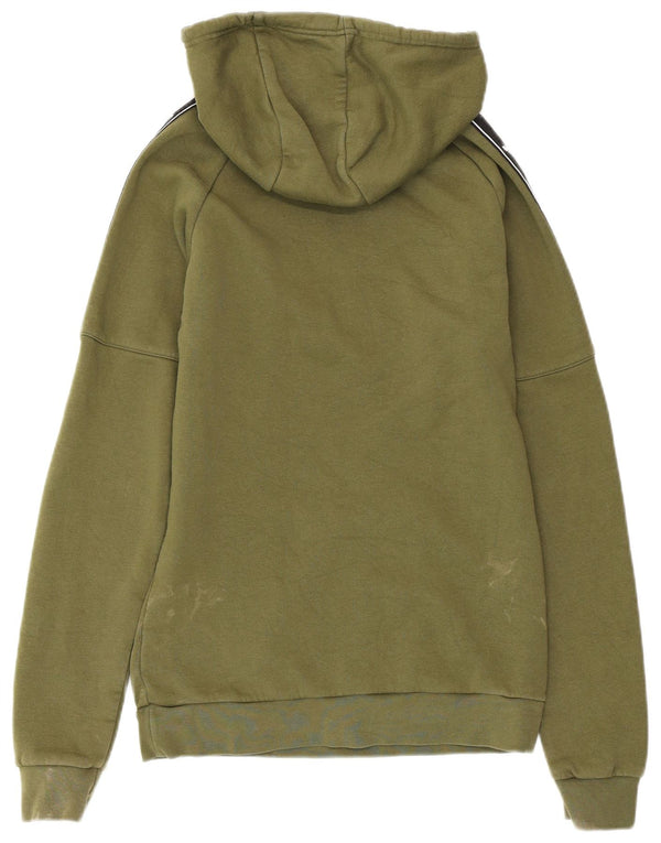 ADIDAS Mens Graphic Hoodie Jumper XS Khaki Colourblock Algodão