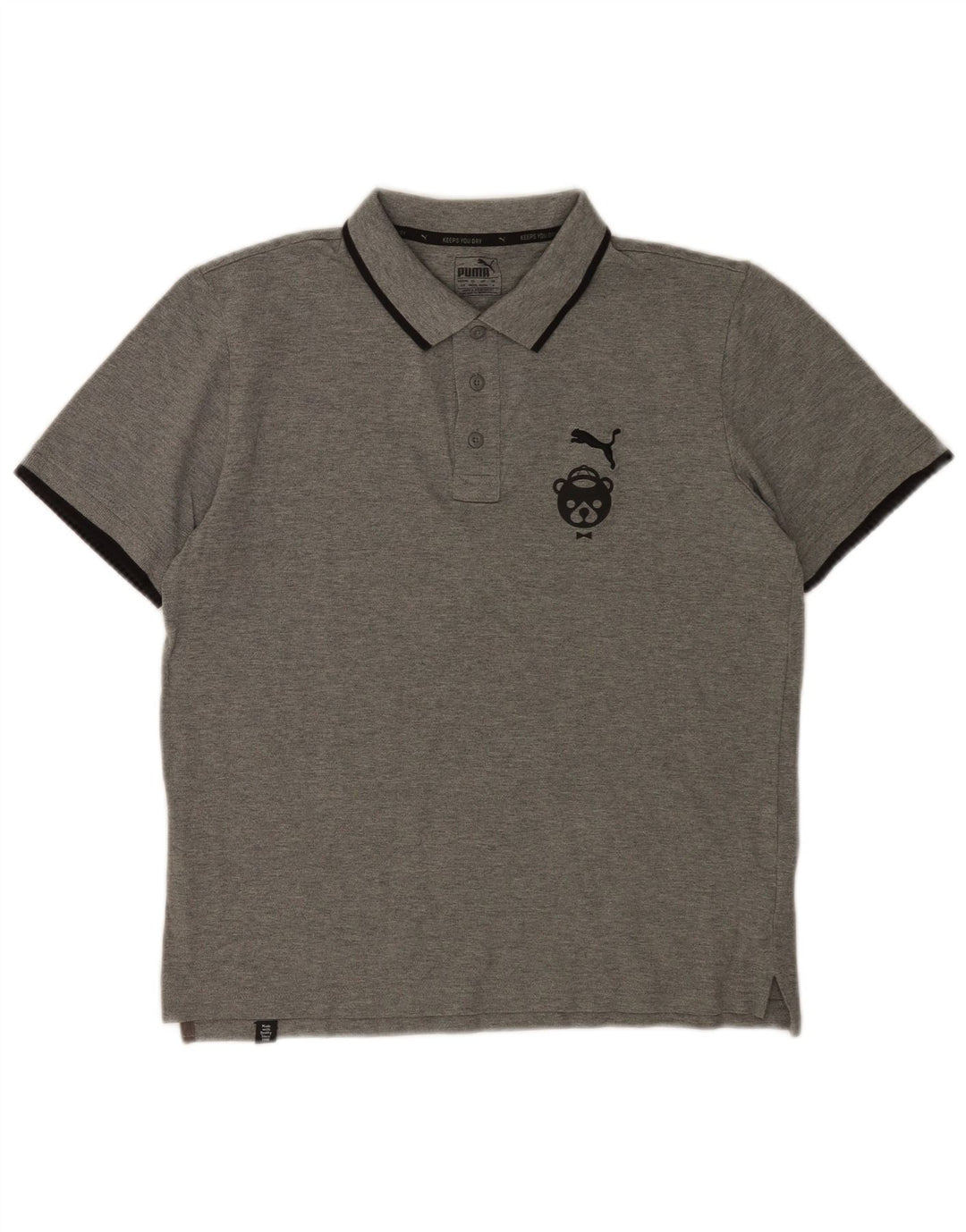 Camisa polo masculina Puma Barcelona Graphic pequena cinza algodão
