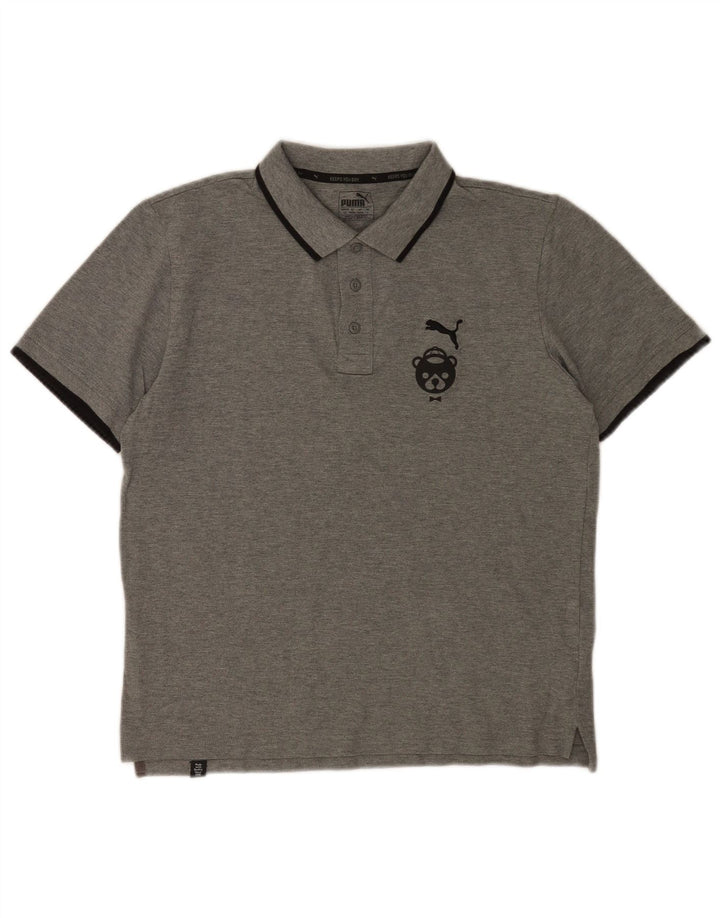 Camisa polo masculina Puma Barcelona Graphic pequena cinza algodão