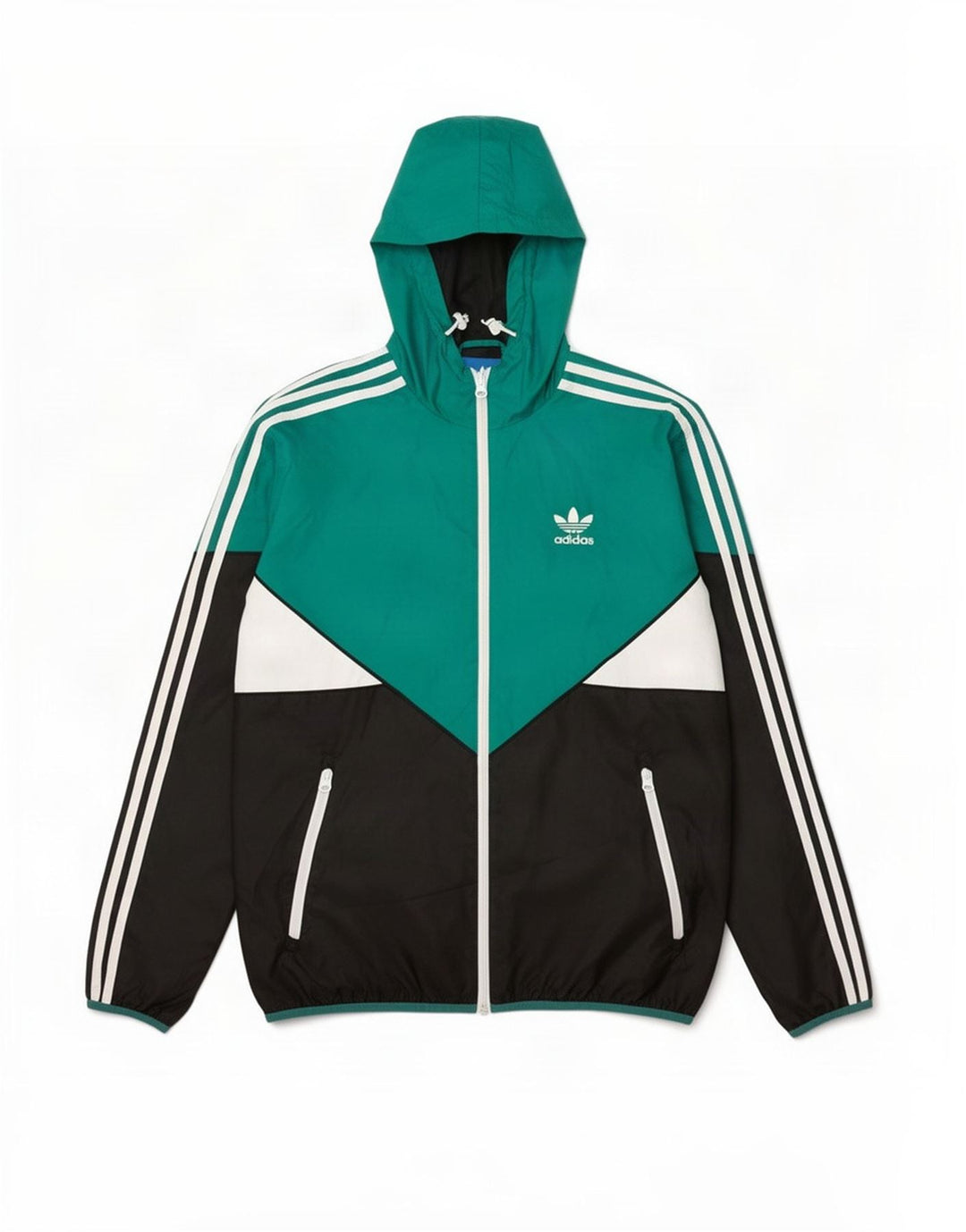 Adidas Mens Hooded Rain Jacket UK 36 Pequeno Verde Colourblock Poliéster