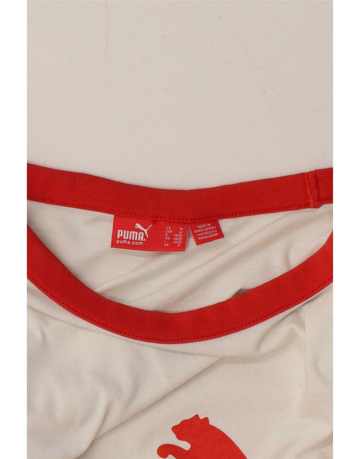 Camiseta masculina Puma Graphic Top médio branco colorblock