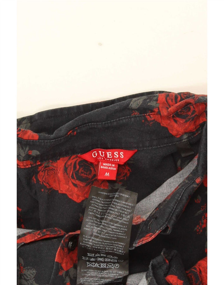 Camisa masculina Guess de algodão floral preto médio
