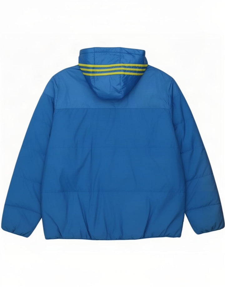 Jaqueta acolchoada masculina Adidas UK 42 XL azul colorblock poliéster