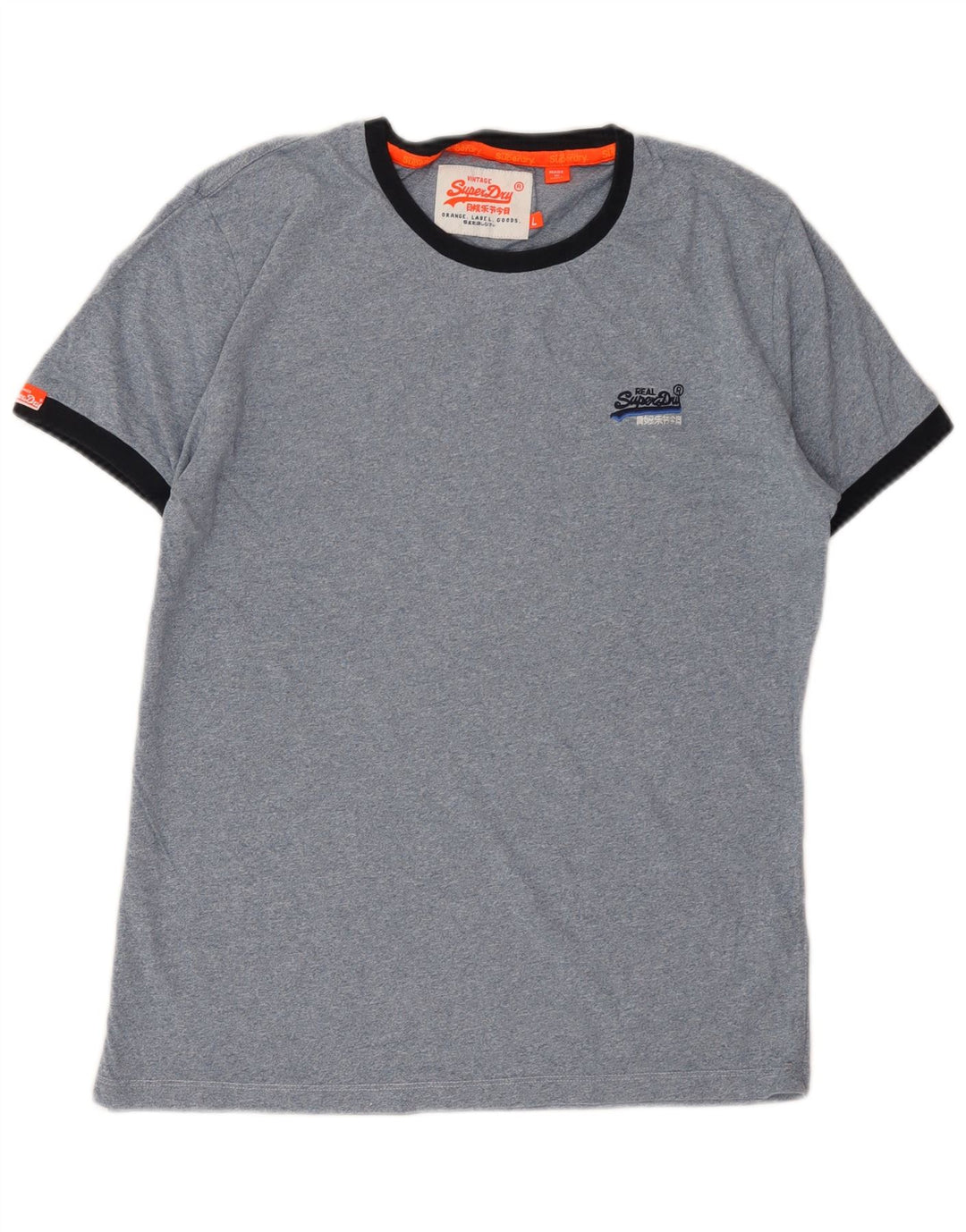 Camiseta masculina Superdry Top grande algodão azul