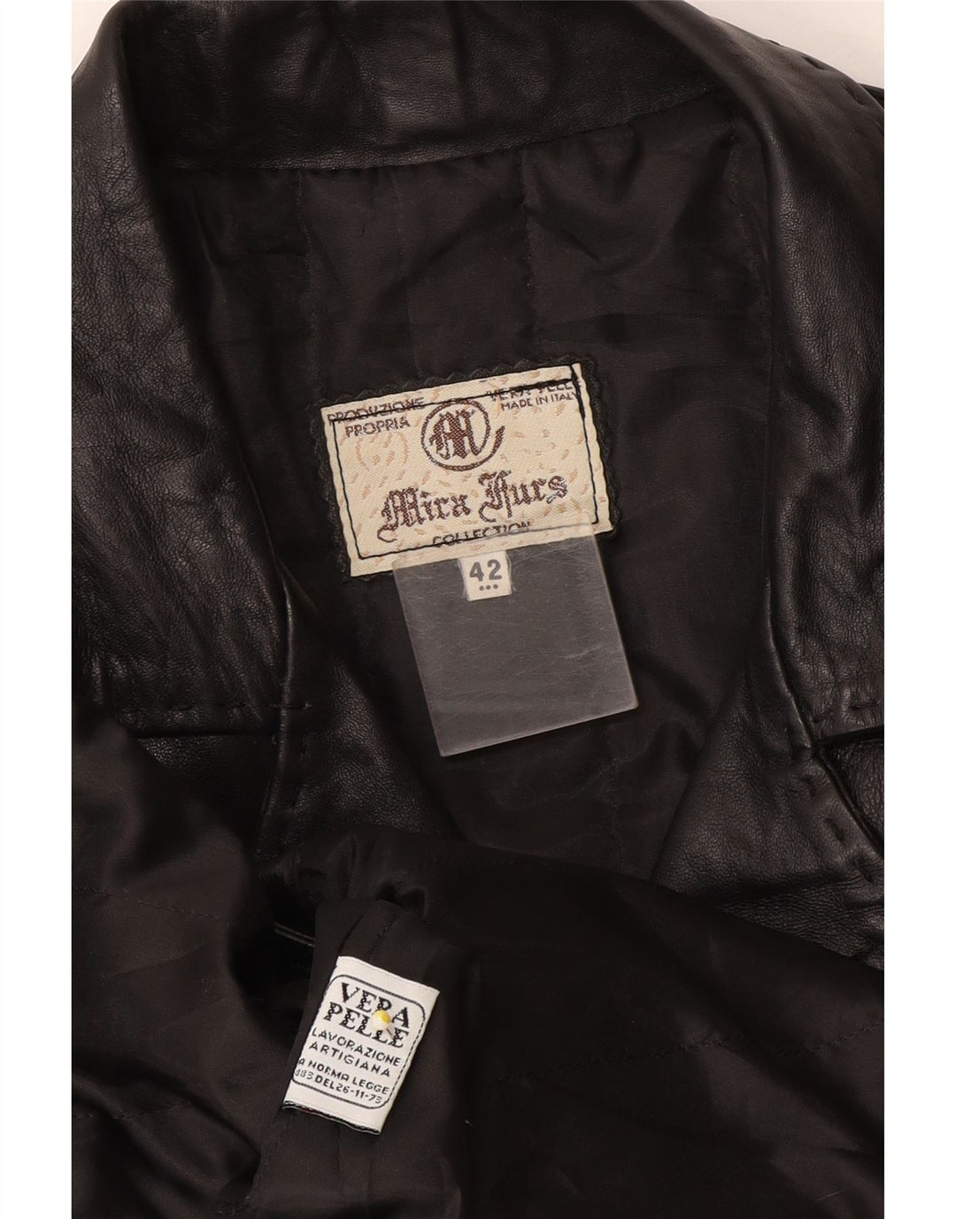 Casaco de couro feminino Mira Furs IT 42 couro preto médio