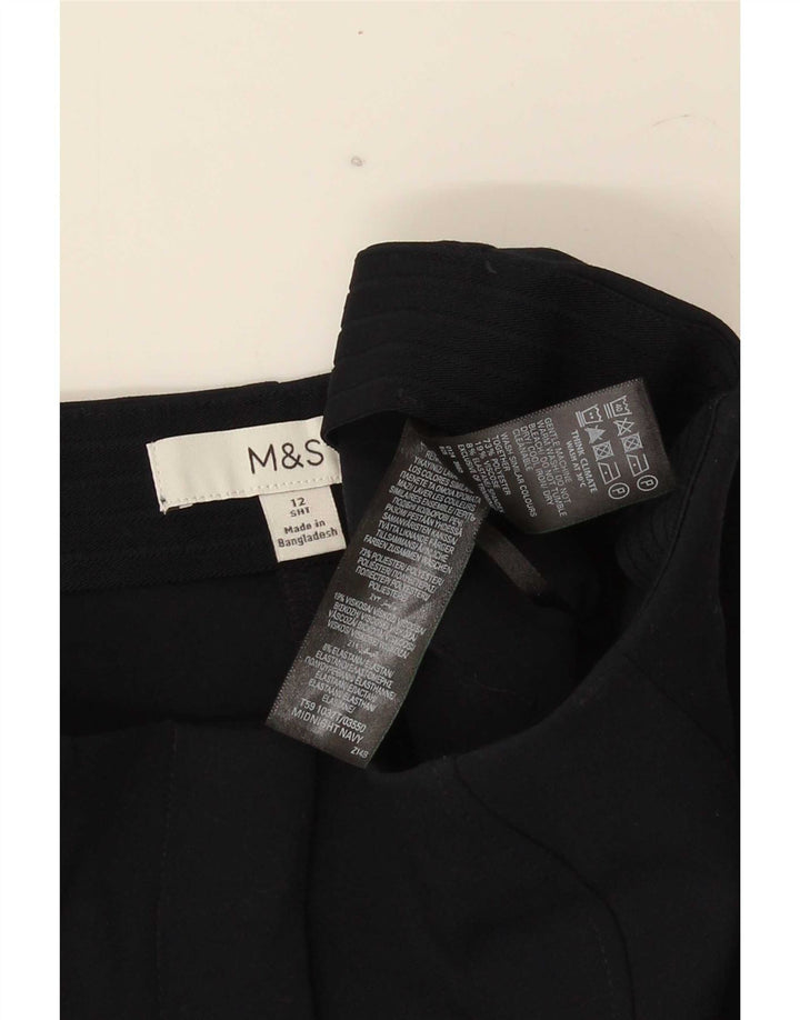 Calças cortadas femininas Marks & Spencer UK 12 médio W28 L23 azul marinho