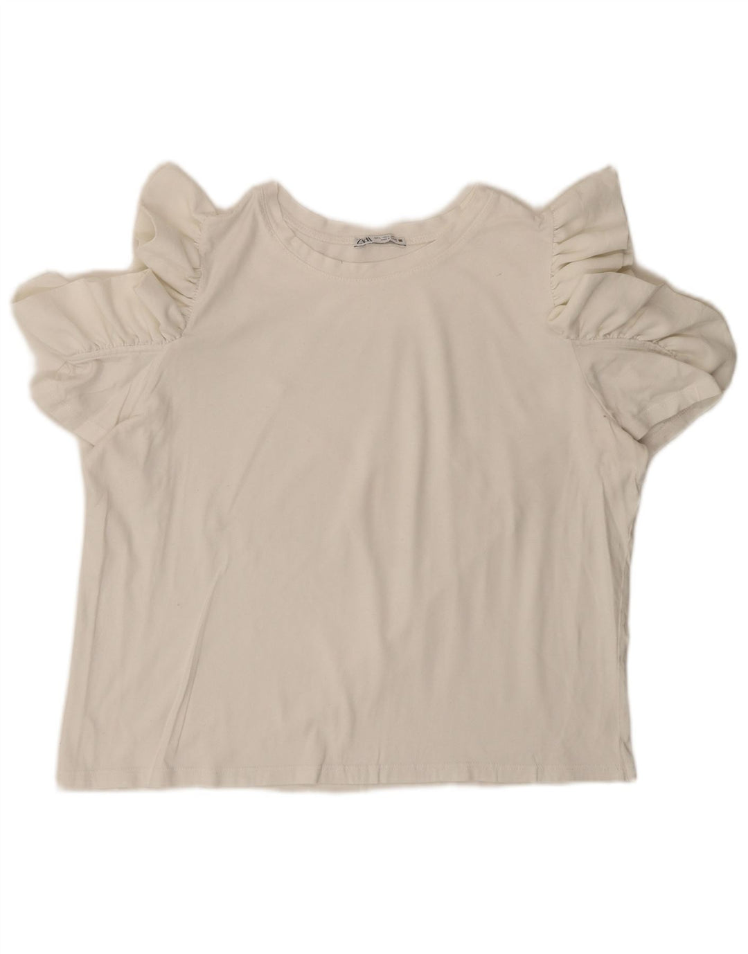 Zara Blusa Crop Feminina Top UK 16 Grande Branco