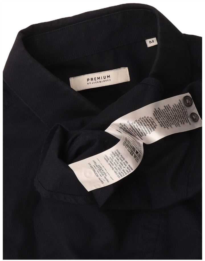 Camisa masculina Premium Jack & Jones de algodão azul marinho médio