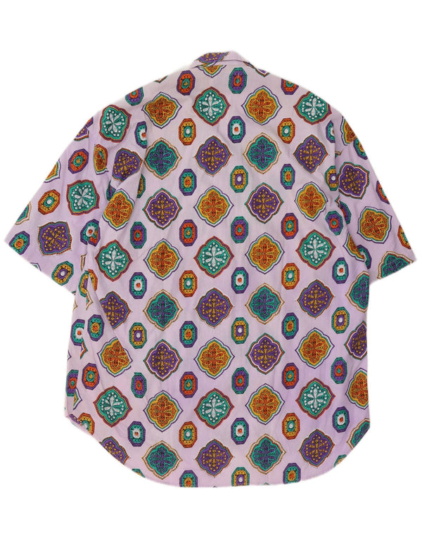 Camisa masculina vintage de manga curta XL algodão Paisley roxo