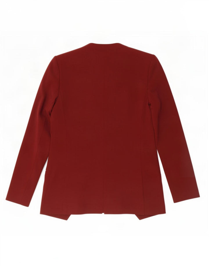 Jaqueta Blazer aberta feminina Marks & Spencer Reino Unido 8 pequena Borgonha poliéster
