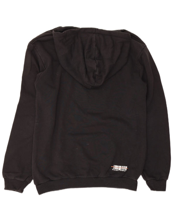 Fila Mens Graphic Hoodie Jumper Pequeno Algodão Preto