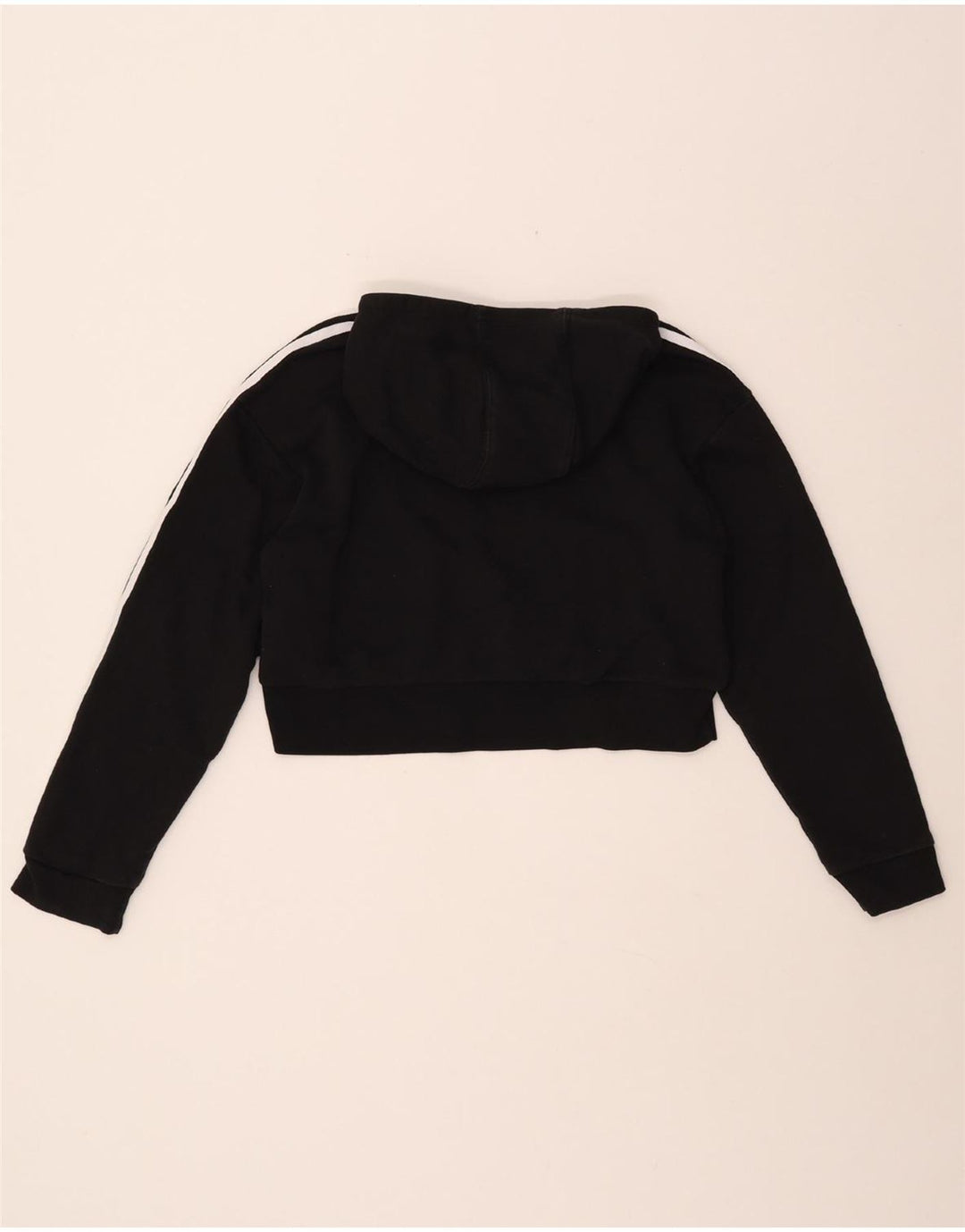 ADIDAS Meninas Crop Graphic Hoodie Jumper 11-12 Anos Algodão Preto