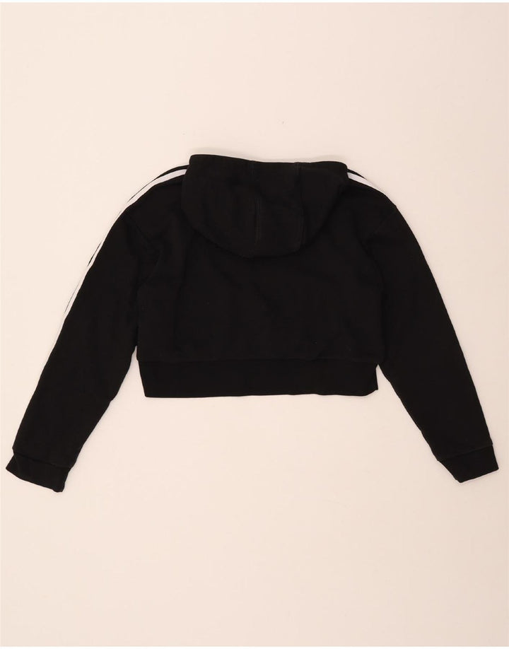 ADIDAS Meninas Crop Graphic Hoodie Jumper 11-12 Anos Algodão Preto