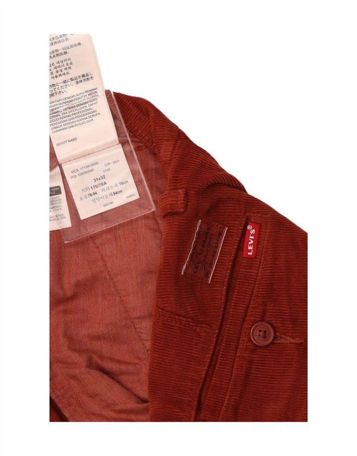 Calça masculina de veludo cotelê slim LEVI'S W31 L32 algodão vermelho
