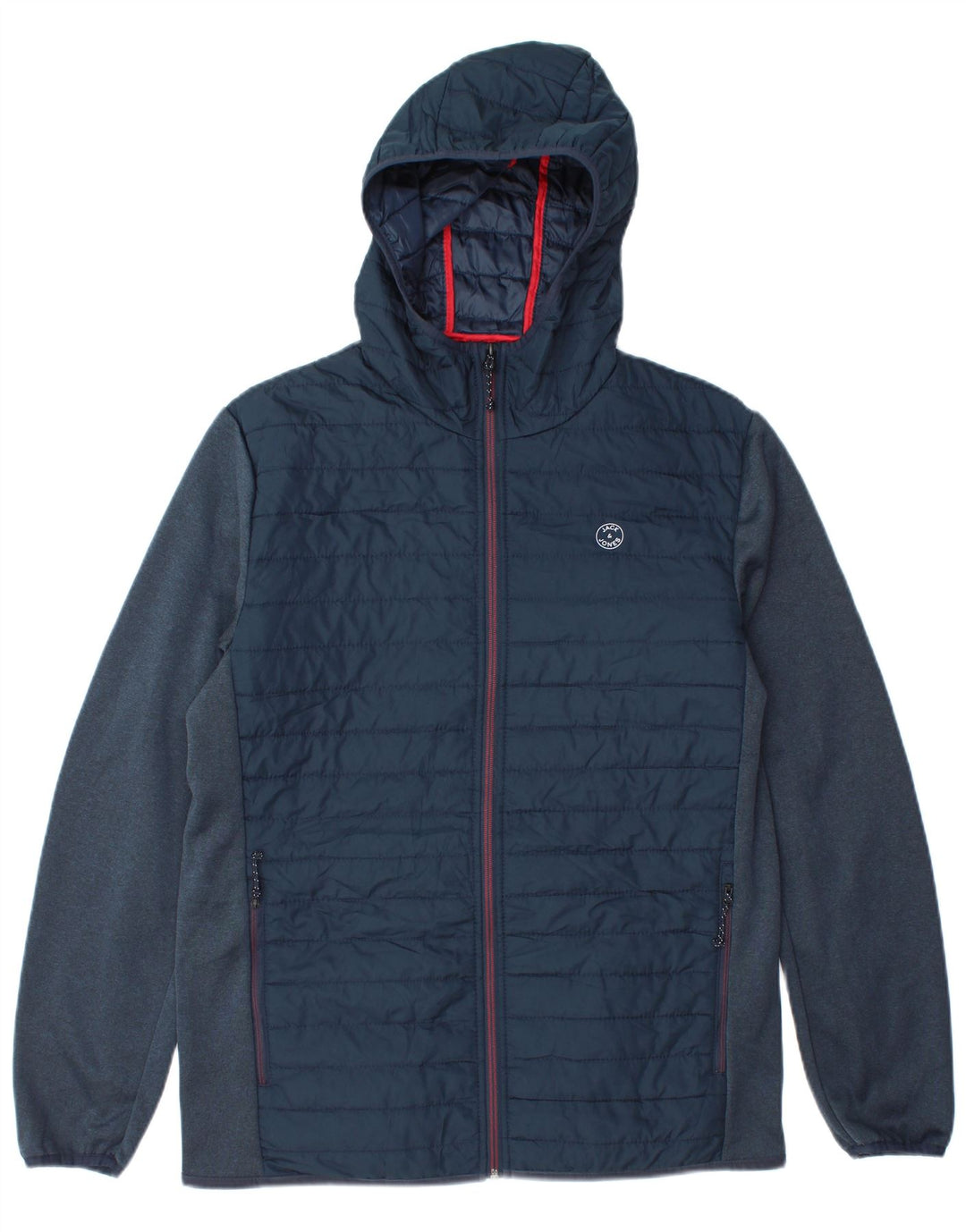 Jaqueta masculina acolchoada com capuz Jack & Jones Reino Unido 38 azul marinho médio