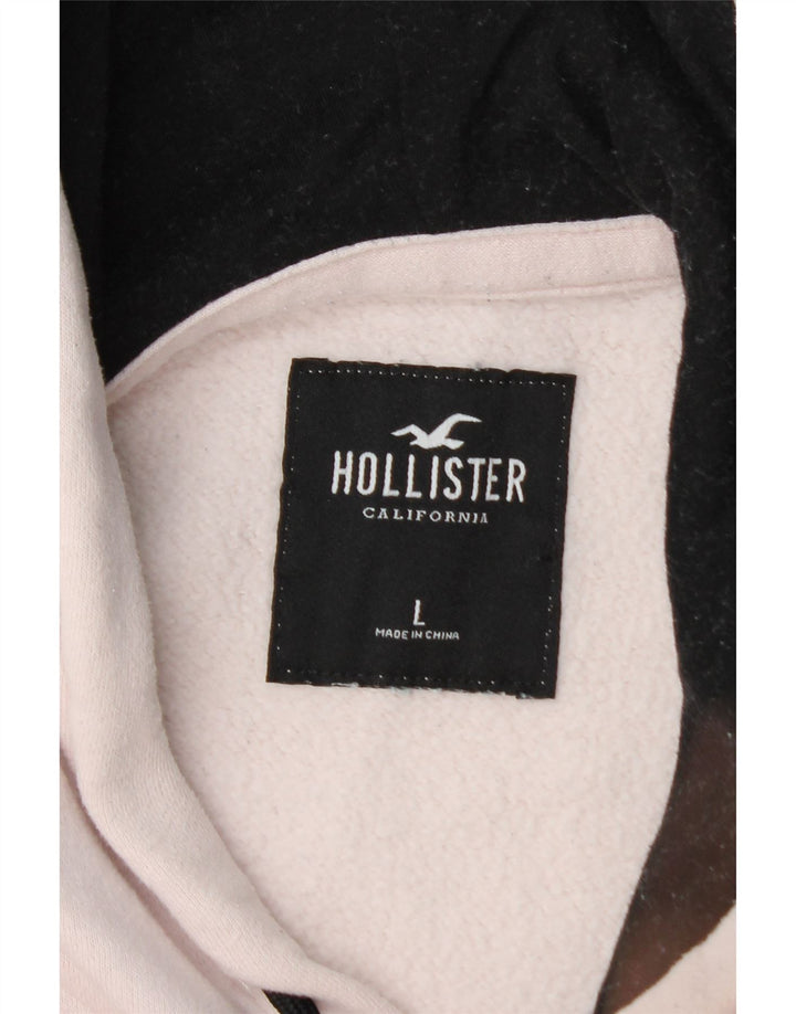 Suéter masculino com capuz gráfico HOLLISTER grande algodão colorido branco