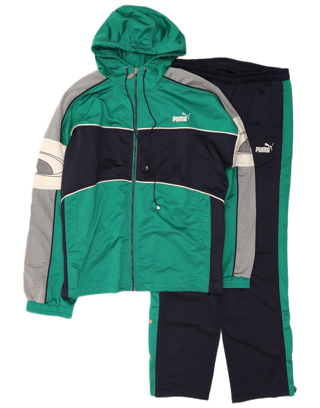 Puma Mens Hooded Graphic Full Tracksuit XL Verde Colourblock Poliéster