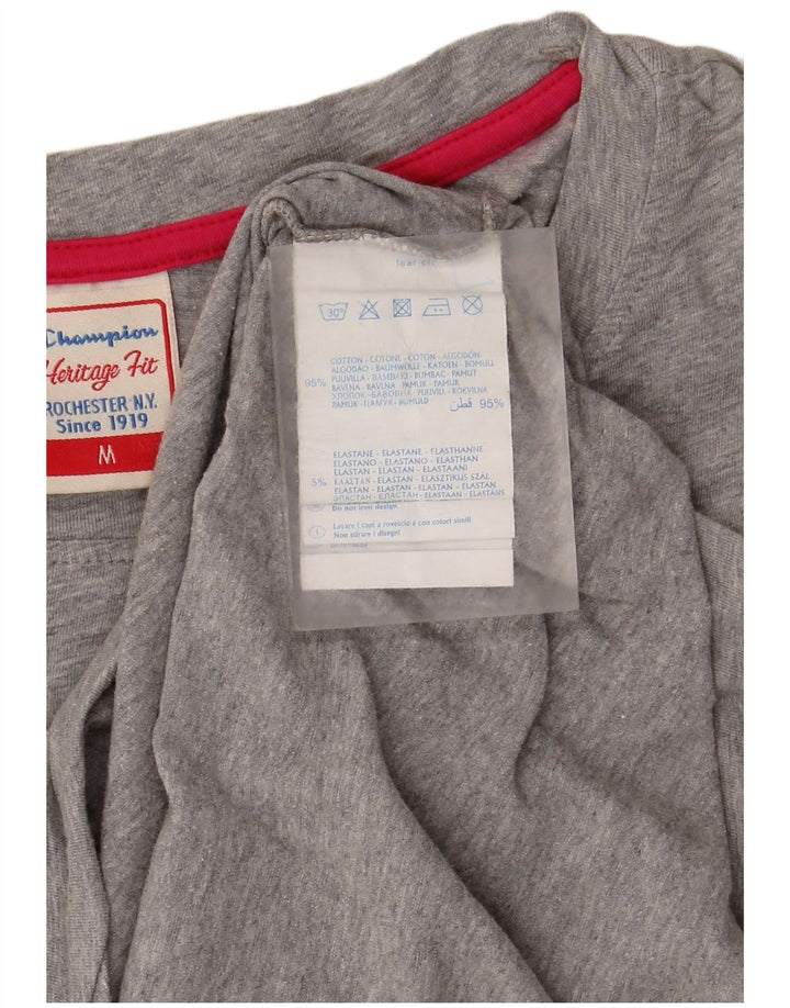 Top feminino Champion Heritage Fit gráfico manga 3/4 Reino Unido 14 cinza médio