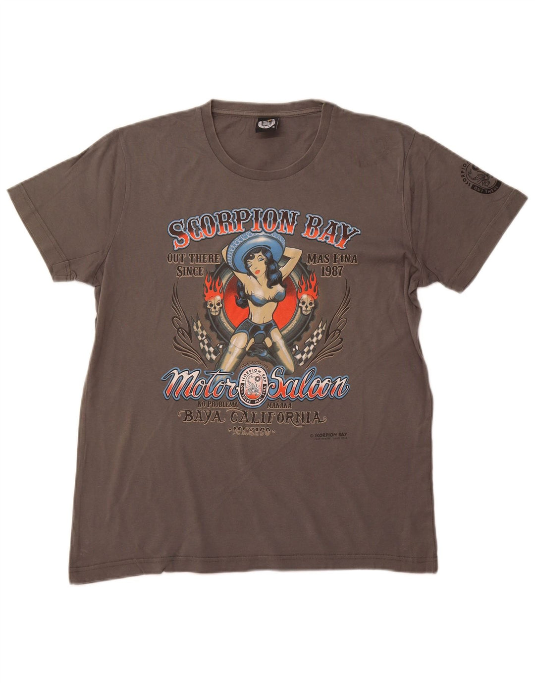 Camiseta gráfica masculina SCORPION BAY grande algodão cinza