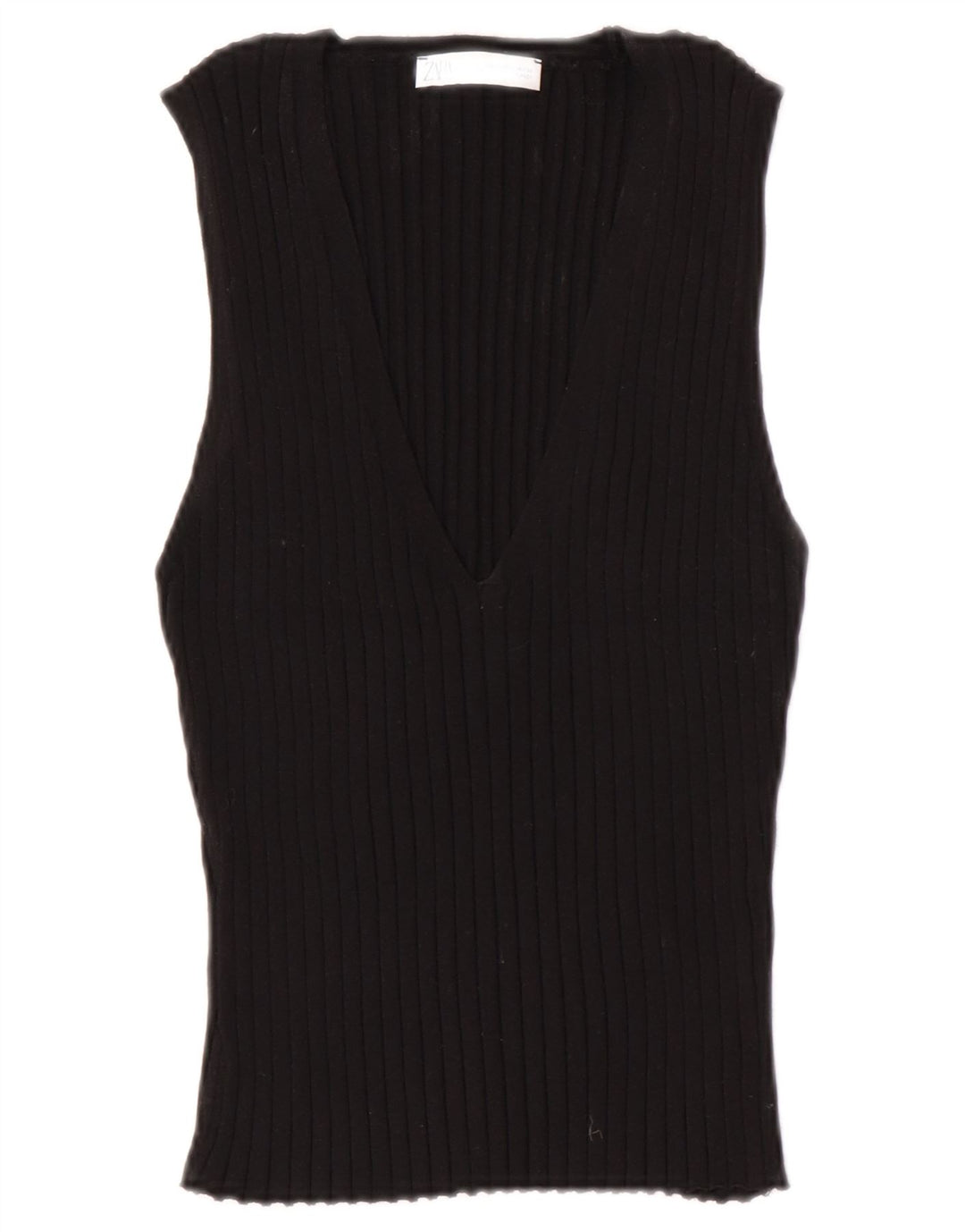 Zara Womens Vest Tank Top UK 14 Grande Preto