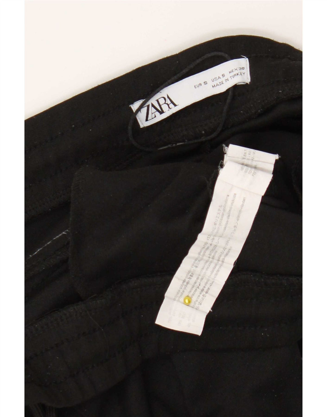 Zara Mens Crop Tracksuit Calça Joggers Pequeno Poliéster Preto