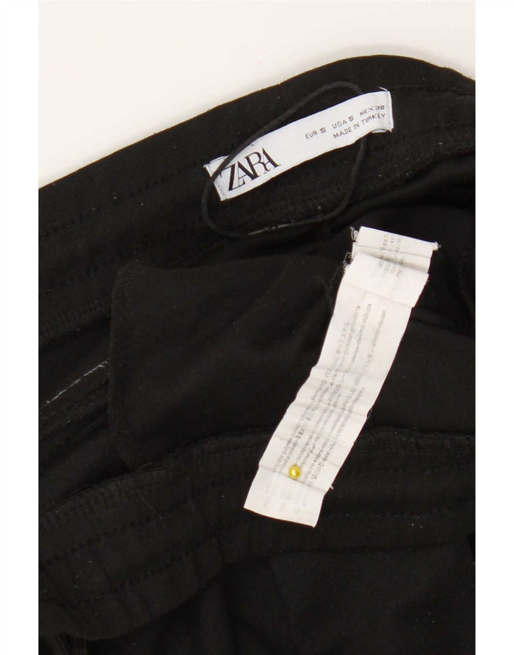 Zara Mens Crop Tracksuit Calça Joggers Pequeno Poliéster Preto