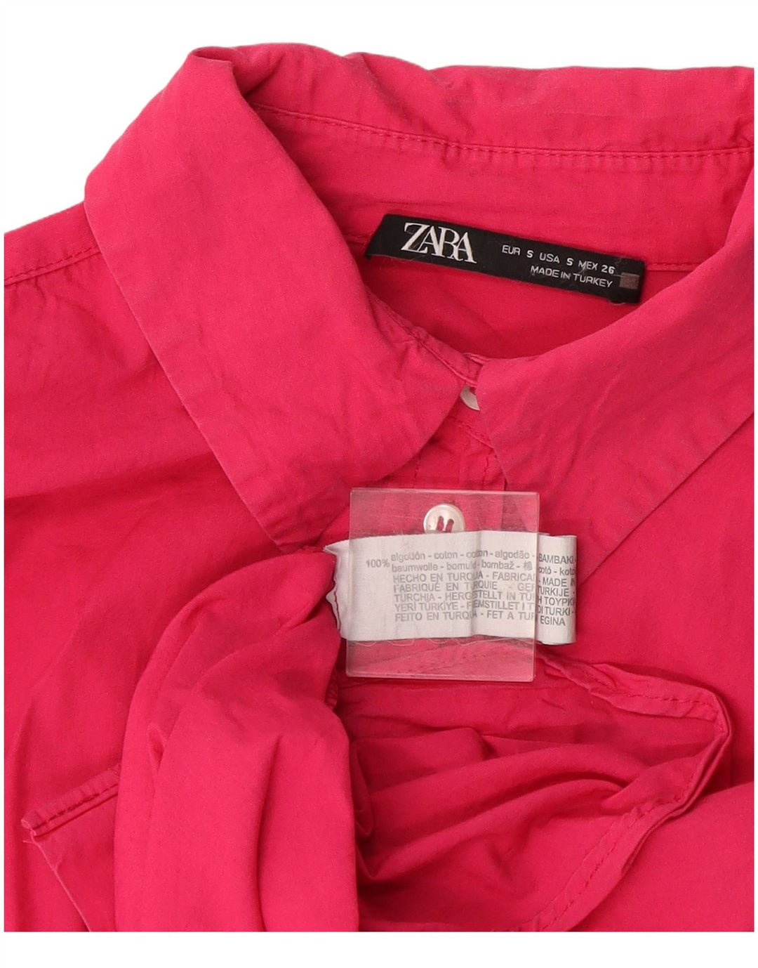 Camisa oversized feminina Zara UK 10 pequeno algodão rosa