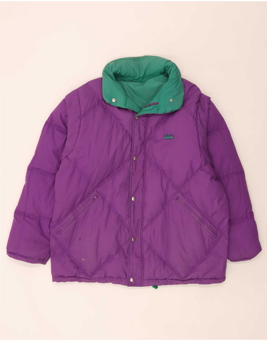 Jaqueta acolchoada reversível masculina Diadora Loose Fit UK 40 poliéster verde grande
