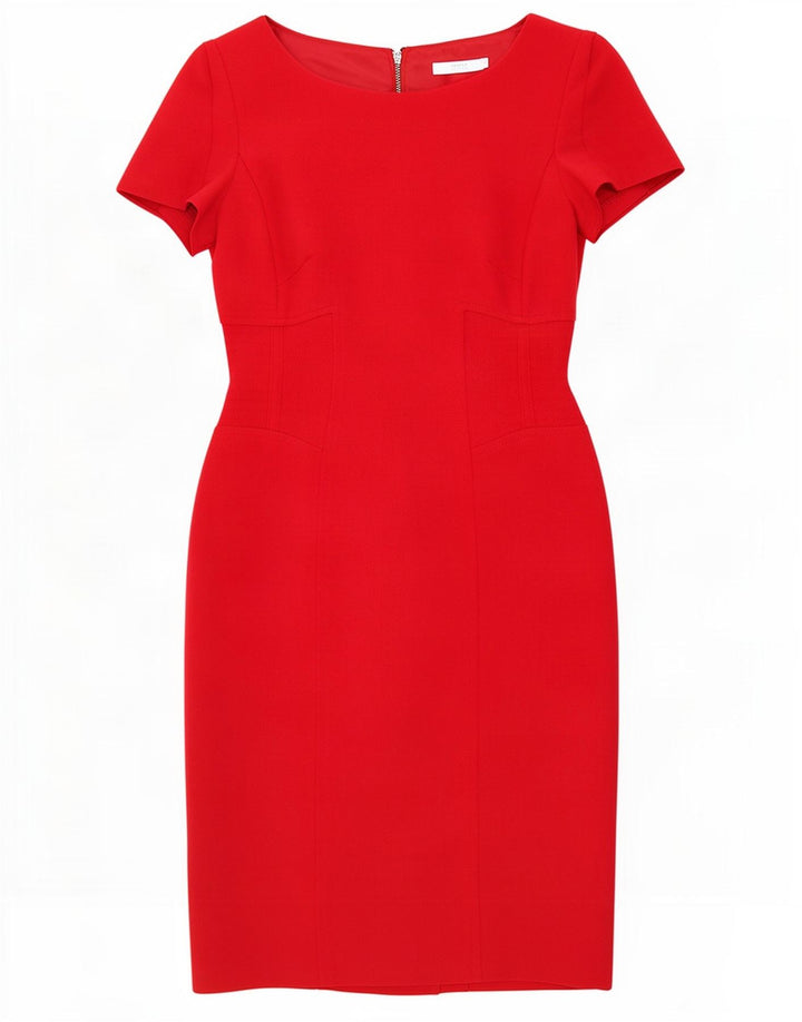 Vestido bainha feminino Marks & Spencer Reino Unido 8 pequeno poliéster vermelho