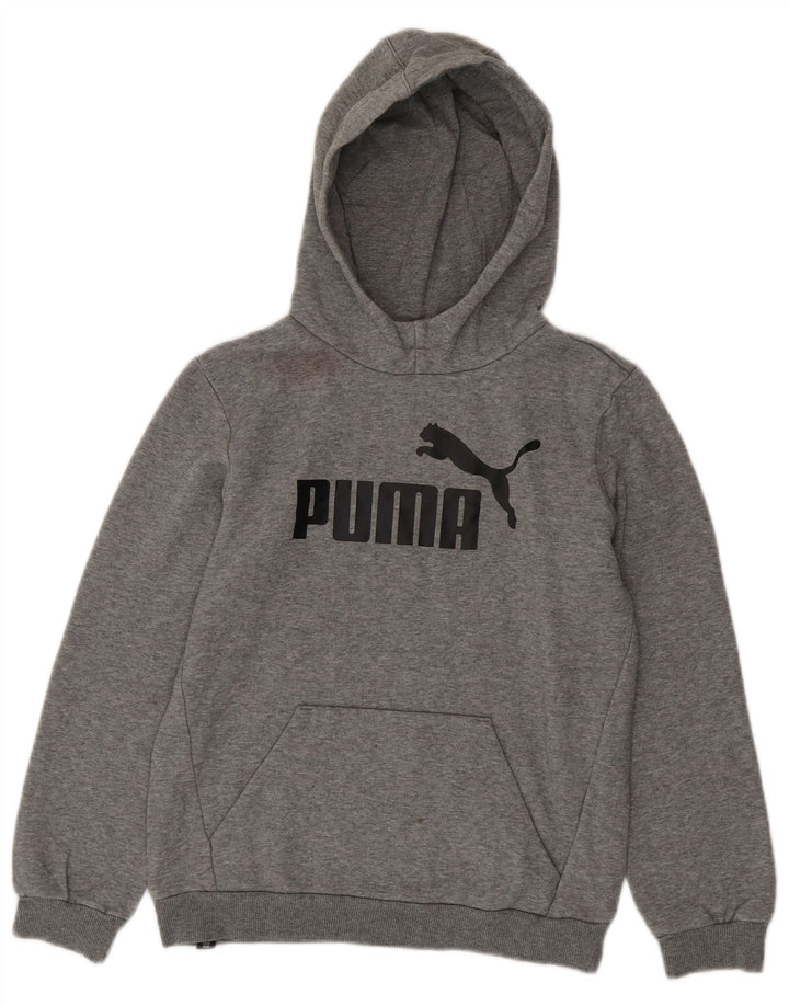 Jumper com capuz gráfico Puma Boys 11-12 anos grande algodão cinza