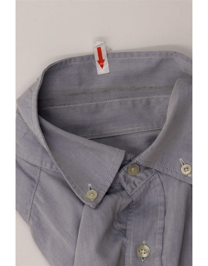 Camisa masculina Lacoste tamanho 39 algodão listrado azul pequeno