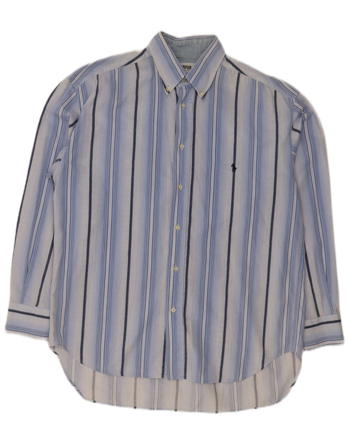 Camisa masculina Wampum grande algodão listrado azul