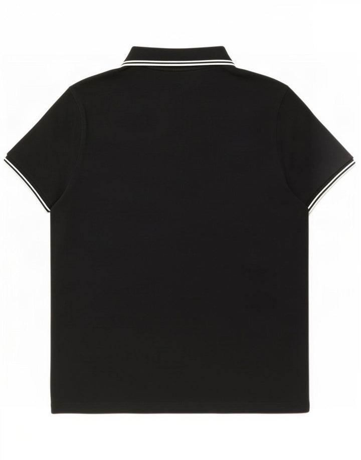 Camisa polo masculina Moncler de algodão preto médio