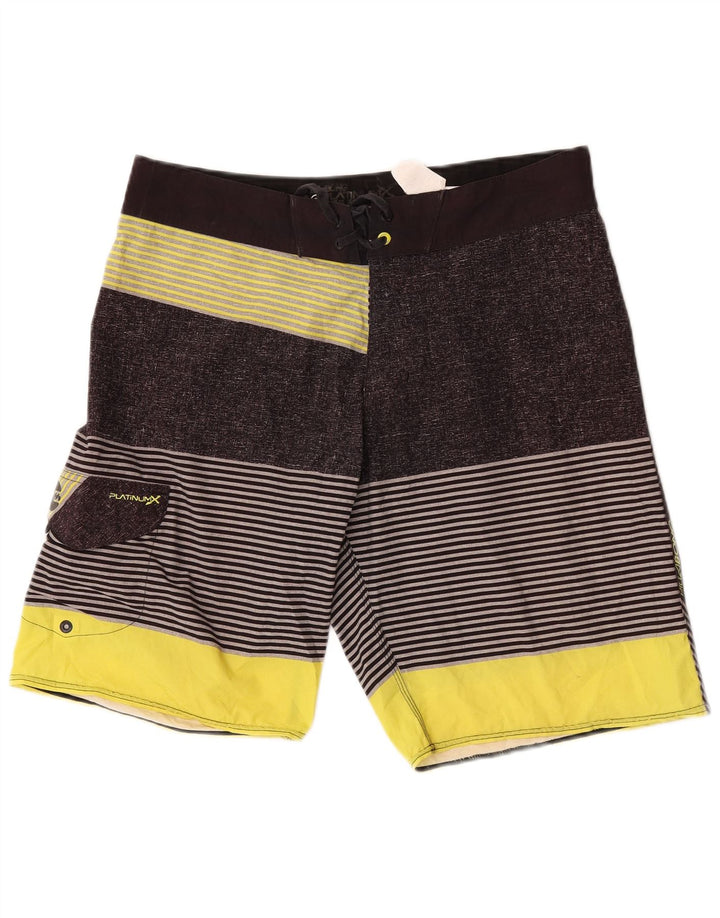 Shorts de natação masculino Billabong grande poliéster listrado cinza
