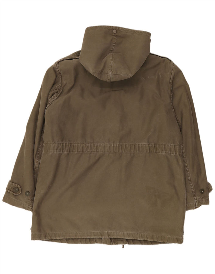 Jaqueta parka militar masculina VINTAGE com capuz Reino Unido 40 grande cáqui