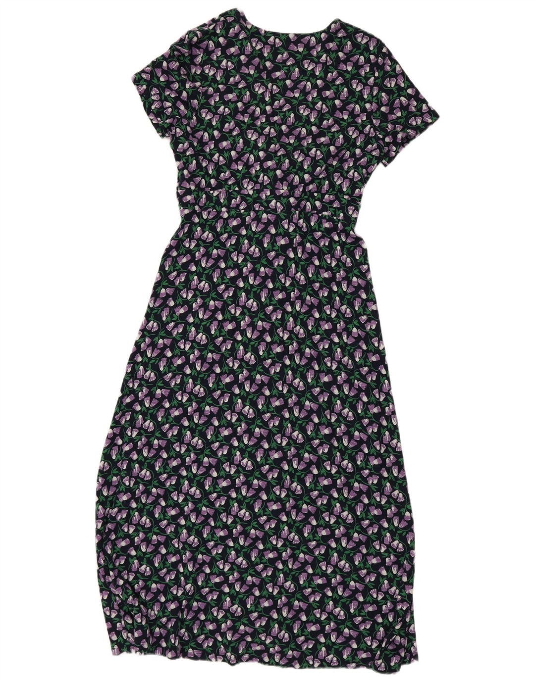 SEASALT Vestido maxi feminino UK 12 algodão floral preto médio