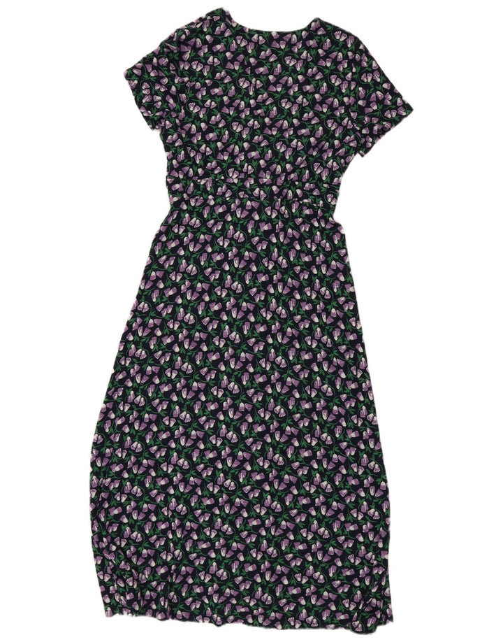SEASALT Vestido maxi feminino UK 12 algodão floral preto médio