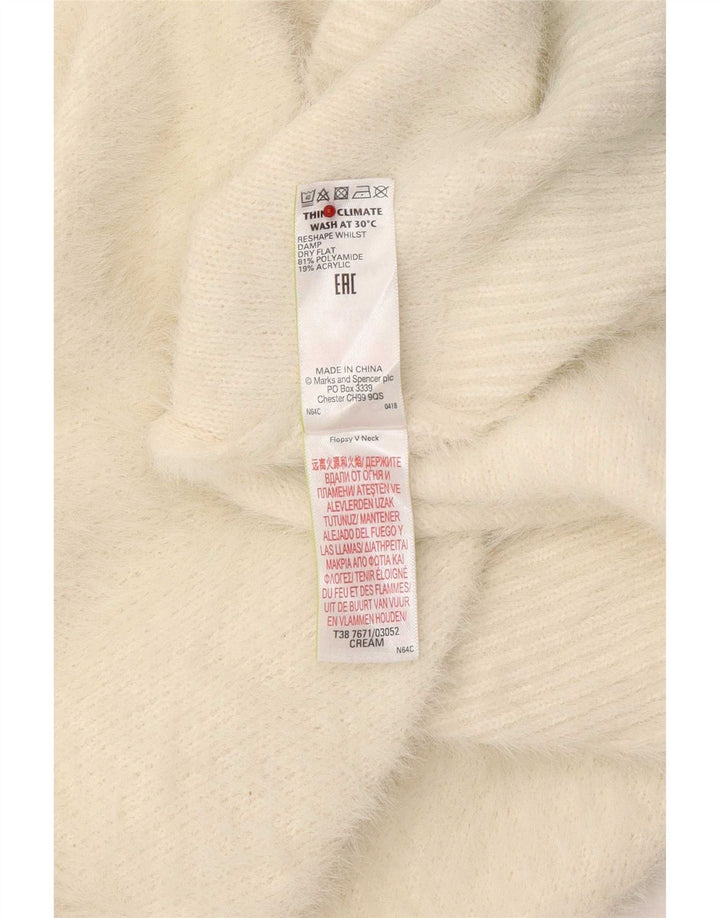 Suéter feminino Marks & Spencer com decote em V Reino Unido 16 grande off white