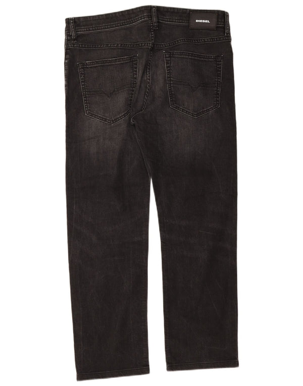 Diesel Mens Buster Regular Slim Tapered Jeans W33 L26 Algodão Preto