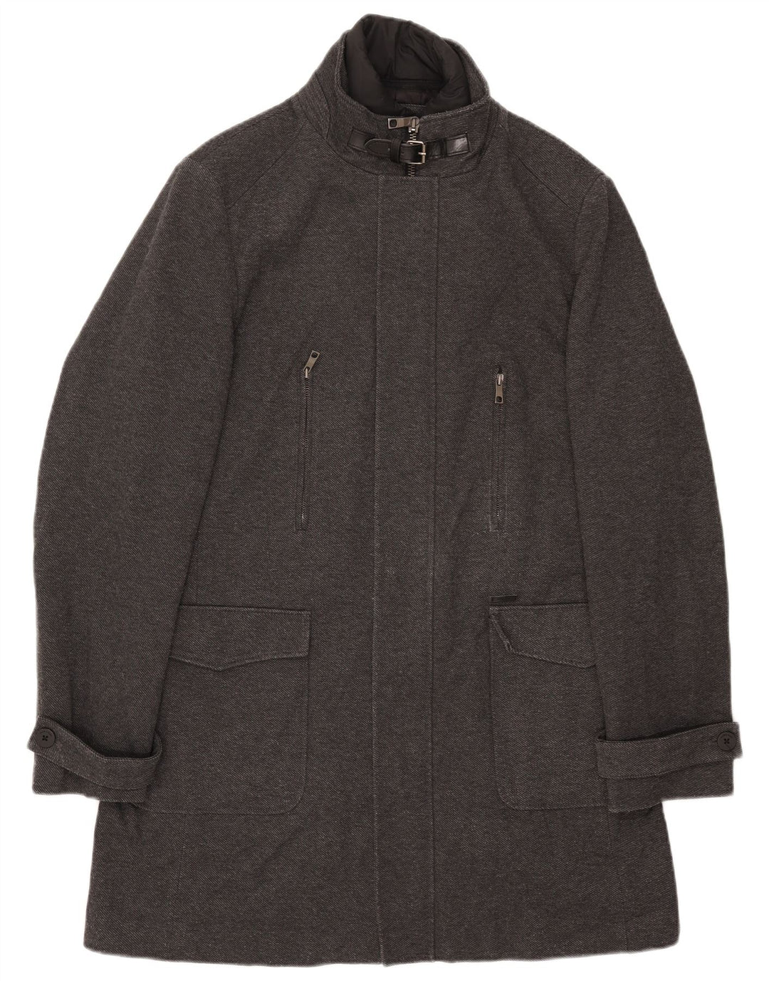 Sobretudo masculino ZARA UK 42 XL cinza poliéster