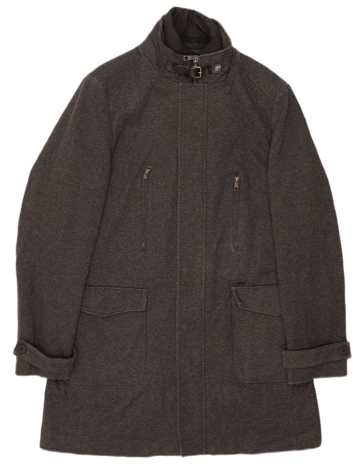 Sobretudo masculino ZARA UK 42 XL cinza poliéster