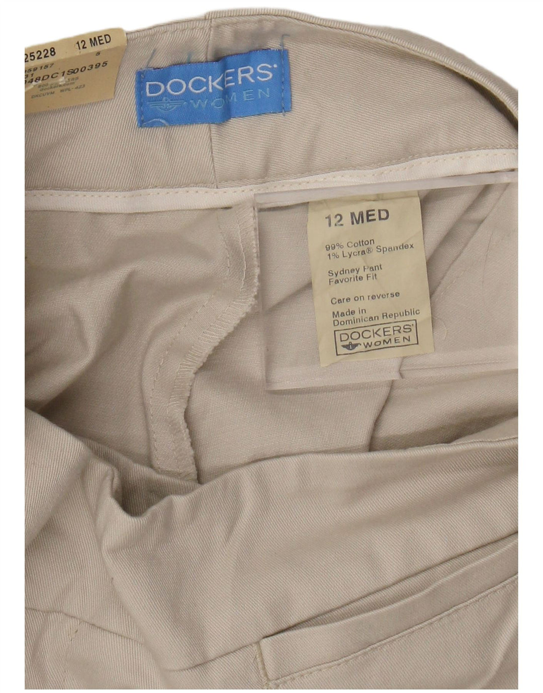 DOCKERS Calça feminina casual de ajuste favorito EUA 12 grande W30 L31 bege