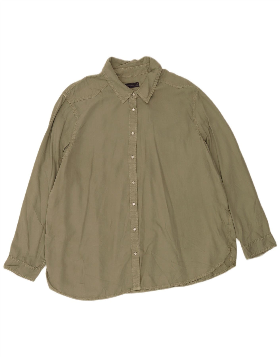 Camisa feminina Marks & Spencer Reino Unido 22 3XL cáqui Lyocell